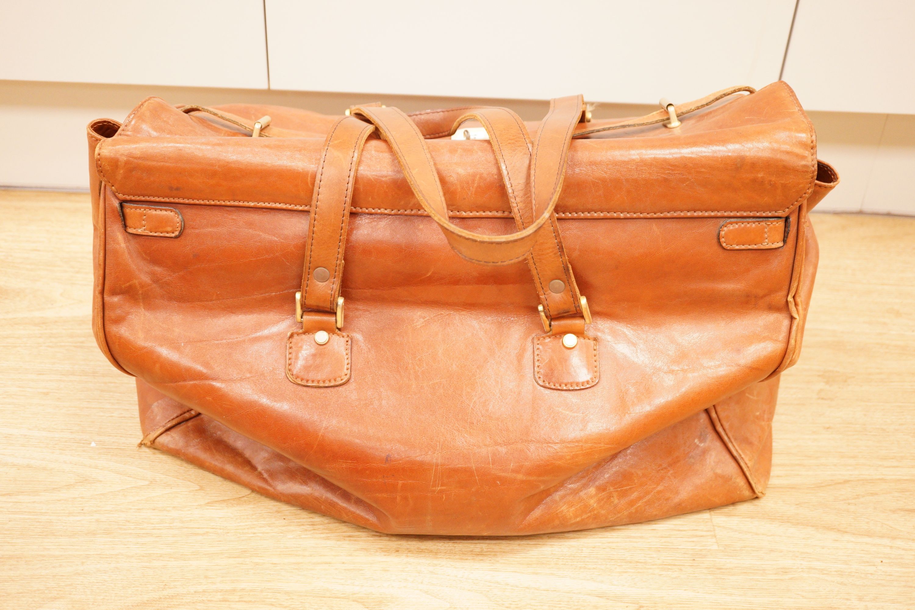 A large Italian brown leather bag
